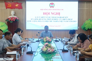 Hội Nông dân tỉnh tổ chức Hội nghị lấy ý kiến về dự thảo Nghị quyết sửa đổi, bổ sung một số điều của Hiến pháp năm 2013